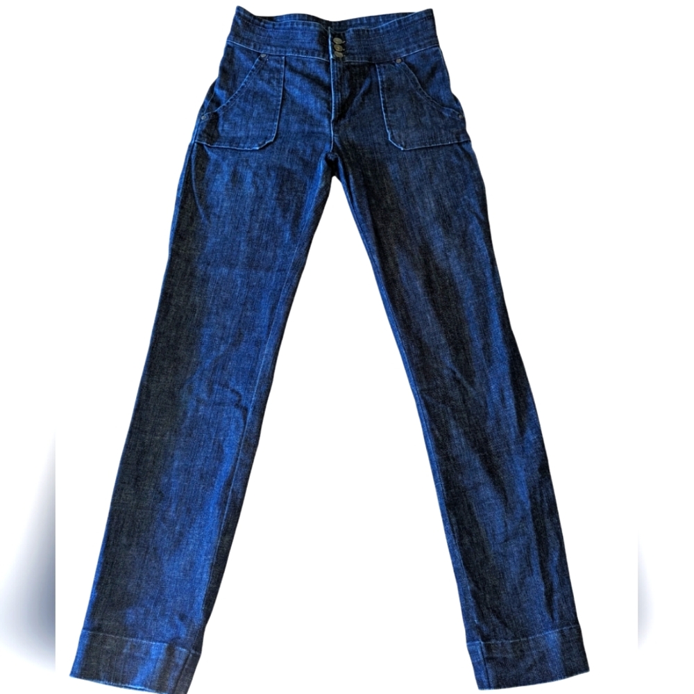 Pierce High Waist Retro Style Stovepipe Jeans, Rockabilly Pinup Style, Size 30